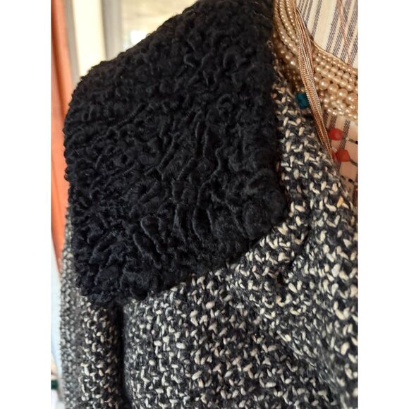 Vintage Karakul Collar Tweed Swing Coat Fully Lined Rare Plus Size XL/2XL - Picture 5 of 7